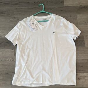 Lacoste Men's Classic White V-Neck Tee